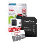 Cartão De Memória SanDisk Ultra MicroSDHC UHS-I, 64GB, 100MBs, Class 10, Com Adaptador, SDSQUNR-064G-GN3MA