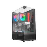 Gabinete Gamer Liketec Kingdom Dark, Mid Tower, Cube Design, Vidro Temperado, Black, s/ Fonte s/ Fans - 2095
