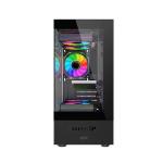 Gabinete Gamer GBT X500MB, Frente e Lateral em Vidro Temperado, com 3 fans Rainbow, Preto