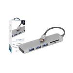 HUB USB C  5x1 USB 3.0 Leitor de Cartões SD/Micro SD - 018-7452